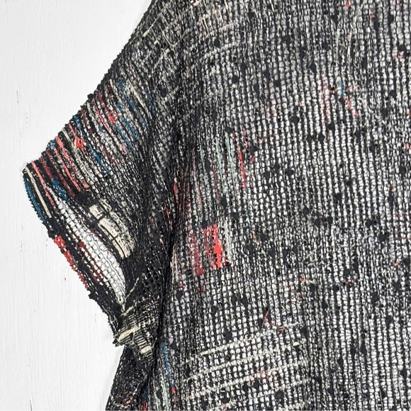 Jess & Jane Black Sheer Mesh Knit Top Womens L Sequins Boxy Punk Festival - Picture 4 of 8